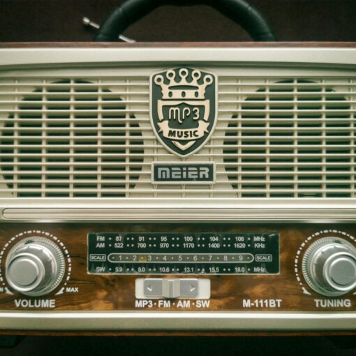 vintage radio in close up photography