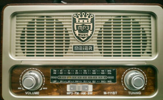 vintage radio in close up photography